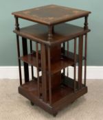 EDWARDIAN MAHOGANY REVOLVING BOOKCASE being a fine example having inlaid detail to the top, 98 (h) x