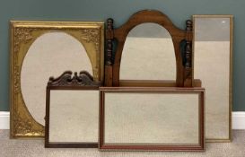 FIVE VARIOUS MIRRORS to include an oval gilt framed, 107 x 76cms Provenance: private collection