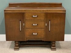 ART DECO STYLE POLISHED SIDEBOARD having stylish chrome handles, 97 (h) x 122 (w) x 46cms (d)