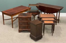 VARIOUS REPRODUCTION FURNITURE to include a stylish Long John coffee table with string inlay, 55 (h)