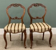 OFFERED WITH LOT 50 - PAIR OF ELEGANT CARVED & BALLOON BACK PARLOUR CHAIRS, 87 (h) x 46 (w) x