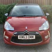 CITROEN DS3 1.6VTi HATCHBACK CAR, registration number KW63 0MM, petrol, 1598cc, red, MOT October