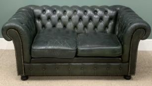 BUTTONED LEATHER/EFFECT LOW BACK SOFA, 68 (h) x 149 (w) x 56cms (d) Provenance: private collection