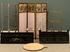 VINTAGE FURNISHING ITEMS to include wooden airers, timber barrel lid, circa 1900 three fold dress