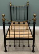 SINGLE ANTIQUE STYLE METAL BED FRAME having slatted base, 149 (h) x 90 (w) x 201cms (d)