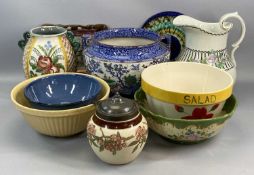 CERAMICS GROUP to include circular two handled jardiniere with oriental style decoration, 22cms (h),