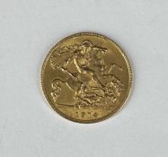 GEORGE V 1914 GOLD HALF SOVEREIGN, 4gms Provenance: private collection Conwy