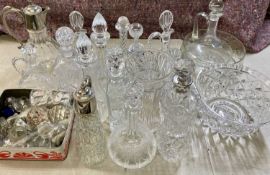 LARGE COLLECTION OF CUT GLASS DECANTERS, CLARET JUGS, BOWLS & VASES Provenance: private collection