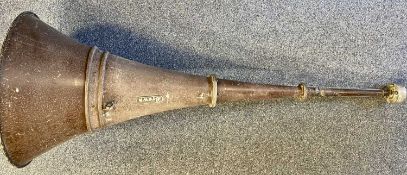 VINTAGE OUTSIZE GRAMOPHONE SPEAKER HORN BY BROWN, advertising H. Gray Thomas Gramophones &