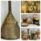 LARGE COLLECTION OF COPPERWARE, 19th century and later including kettles, possers, pan lids etc.