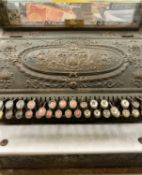 NATIONAL CAST METAL CASH REGISTER, early 20th century with white marble panel, 44 (h) x 50 (w) x