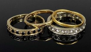 TWO 9CT GOLD RINGS, eternity ring and one other band Provenance: private collection Conwy