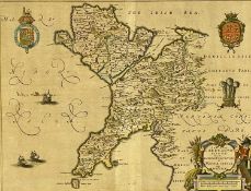JOAN BLAEU antiquarian hand coloured engraved map- Caernarvon and Anglesey, 37 x 49.5cms Provenance: