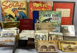 COLLECTION OF WORLD WAR II PERIOD SCRAP BOOKS & CONTENTS, stereoscopic viewer with slides, vintage