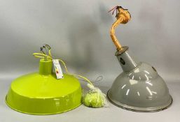 BENJAMIN PARABOLIC ANGLE REFLECTOR LAMP with grey enamel shade, 33cms (diam.) and a modern lime