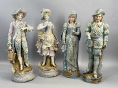LATE 19TH CENTURY PARIAN WARE FIGURES, two pairs, ladies and gentlemen in traditional dress,