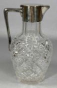 FINE QUALITY EDWARD VII CUT GLASS CLARET JUG with silver mounts, Birmingham 1907, Elkington & Co,