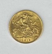 GEORGE V 1913 GOLD HALF SOVEREIGN, 4gms Provenance: private collection Conwy