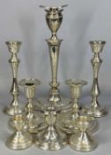 GROUP OF SILVER CANDLESTICKS WITH WEIGHTED BASES, classical style with oval base, Sheffield 1919,
