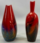 TWO ROYAL DOULTON 'FLAMBE VEINED' VASES, no. 1603 & 1613, 19cms (h) and 17cms (h) Provenance: