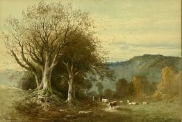 WILLIAM DEAN BARKER RCA (British 1830 - 1888) watercolour - Conwy Valley, figure, cattle and sheep