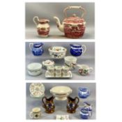 GROUP OF BRITISH CERAMICS, 20th century and later including a large Spode pink and white tower