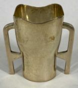 GEORGE V SILVER METHER CUP of tapered, square form with unusual twin handles, London 1926, maker's