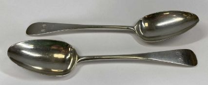 PAIR OF GEORGE III SILVER SERVING SPOONS Edinburgh 1789, maker J. Mc, 23cms (l), 4oz Provenance:
