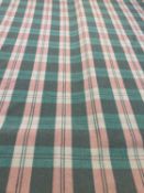 'DERW' TRADITIONAL WELSH WOOLLEN BLANKET, pink cream and green check pattern, 210 x 180cms