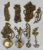 9CT GOLD CROSS OF DAVID PENDANT & CHAIN, 9ct gold fine link necklace, gold tone pendant locket and