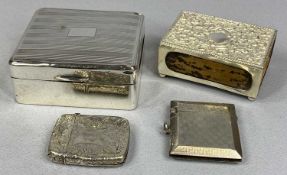 SMALL SILVER SMOKER'S ACCESSORIES, Victorian rectangular matchbox holder with repousse decoration on