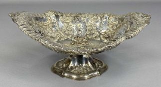VICTORIAN OVAL SILVER FOOTED BOWL, pierced and embossed floral and shell decoration, Birmingham