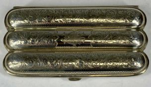 EDWARD VII SILVER CIGAR CASE for three cigars, scroll chased decoration with gilded interior,