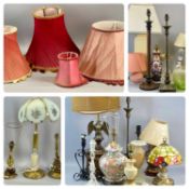 LIGHTING GROUP to include table lamps in various materials including ceramic and metal, etched green
