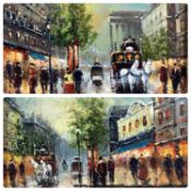 PIERRE SEBASTIAN (French 20th century) oil on boards a pair - Parisian street scenes, signed lower