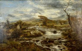 WILLIAM JOSEPH J C BOND (English 1833 - 1926) large oil on canvas - river landscape, signed and