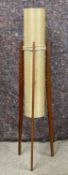 MID-CENTURY ROCKET FLOOR LAMP in the manner of Novoplast, cylindrical fibreglass shade, teak