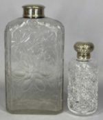 GOOD QUALITY CUT GLASS FLASK with silver top, Birmingham 1907, 25cms (h) and a good quality cut