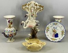 BRITISH & EUROPEAN CERAMICS including a Zsolnay Pecs dish with pierced sides, 24 x 16cms, a Delft