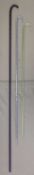 THREE VINTAGE GLASS FRIGGER CANES to include clear three colour spiral twist cane, 128cms, clear