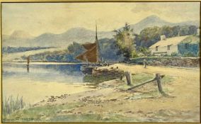 WARREN WILLIAMS (Welsh 1863 - 1918) watercolour - entitled verso 'The Old Ferry Hotel, Tal Y