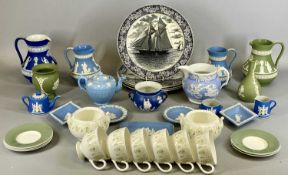 COLLECTION OF WEDGWOOD CERAMICS including fourteen-piece tea service, basalt jugs, vases and pin