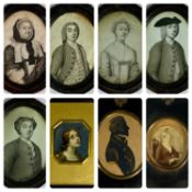 GROUP OF OVAL MINIATURES, 19th century, including watercolour portraits, gentlemen and ladies, 7.5 x