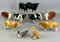 GROUP OF BESWICK ANIMALS comprising Hereford bull and cow, Welsh Black bull and cow, Friesian bull