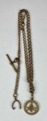 9CT ROSE GOLD ALBERT CHAIN, individually hallmarked graduated links with T bar clip and masonic