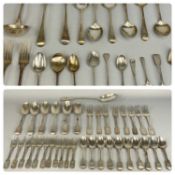 COLLECTION OF SILVER FLATWARE, George III onwards, including four table forks, Dublin 1826, James
