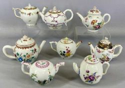 THE VICTORIA & ALBERT MUSEUM SET OF EIGHT FINE PORCELAIN MINIATURE TEAPOTS representing classical