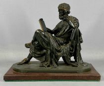FRENCH BRONZE FIGURE of a Greek Scholar studying a tablet, late 19th century, 32cms (h)