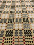 TRADITIONAL WELSH WOOLLEN BLANKET, yellow/black/cream geometric pattern, double sided, 210 x