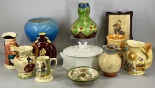 20TH CENTURY BRITISH CERAMICS including a Bretby blue glazed jardiniere, impressed marks, 19cms (h),